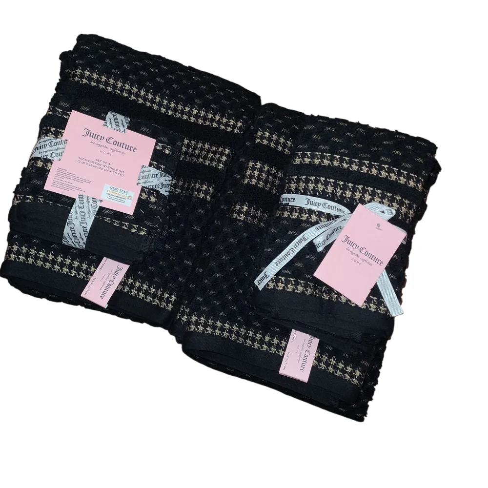 Juicy Couture Black and Gold 8pc Towel Set